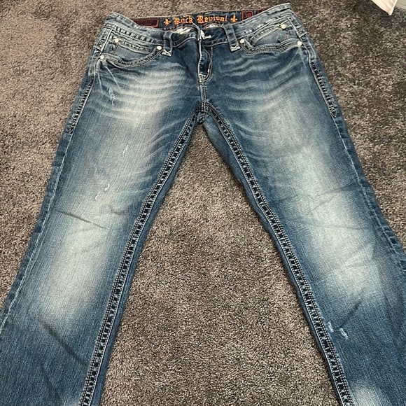 Rock Revival Blue Easy Boot Cut Jeans with Embellished Back - Picture 2 of 3